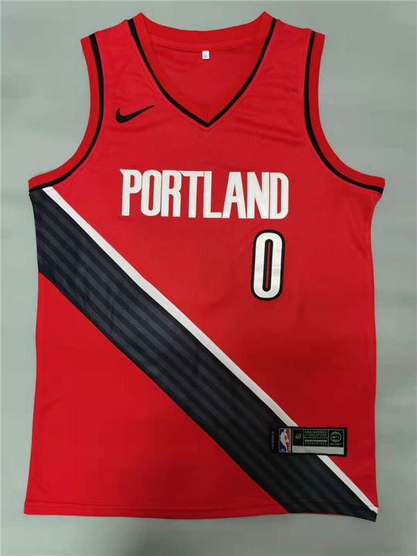 Men Portland Trail Blazers 0 Lillard Red 2021 Nike Game NBA Jersey